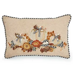 Autumn Frost Beaded Pumpkin Lumbar Pillow