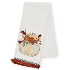 Autumn Frost Pumpkin Applique Dish Towel