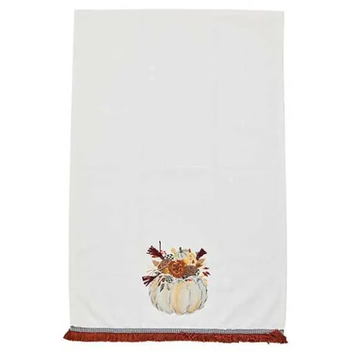 Autumn Frost Pumpkin Applique Dish Towel