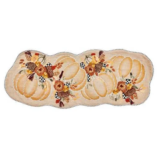 Autumn Frost Pumpkin Embellished Table Runner