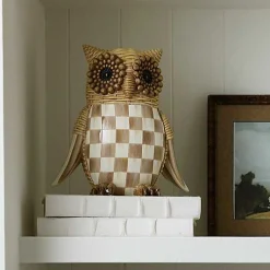 Autumnology Check Basket Weave Owl Figurine