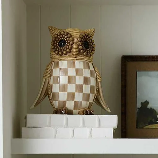 Autumnology Check Basket Weave Owl Figurine