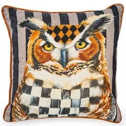 Autumnology Check Owl Throw Pillow