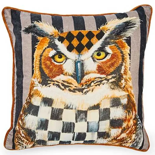 Autumnology Check Owl Throw Pillow