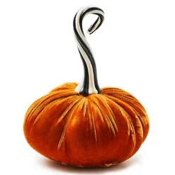 Autumnology Orange Twisted Stem Velvet Pumpkin