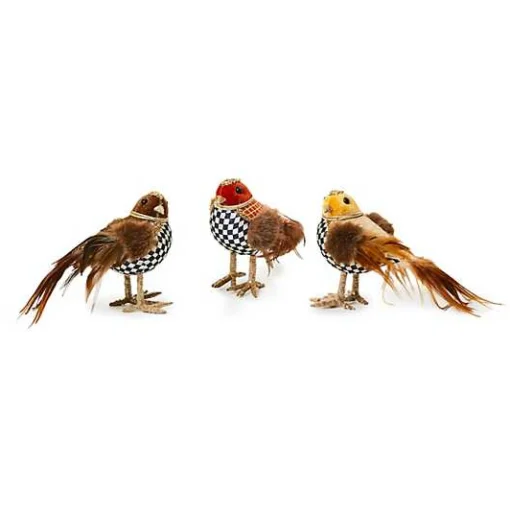 Autumnology Velvet Check Birds, Set of 3