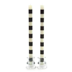 Bands Black Dinner Candles, Set of 2