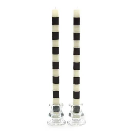 Bands Black Dinner Candles, Set of 2