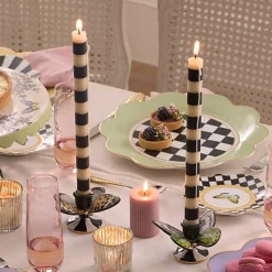 Bands Black Dinner Candles, Set of 2