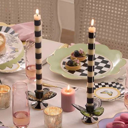 Bands Black Dinner Candles, Set of 2