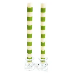 Bands Green Dinner Candles, Set of 2