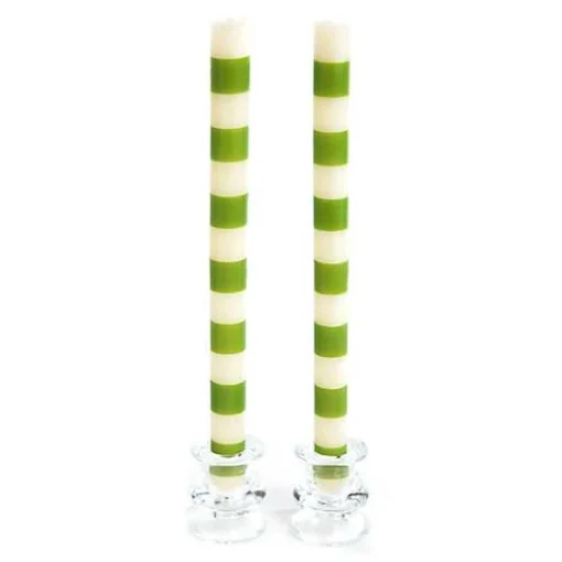 Bands Green Dinner Candles, Set of 2