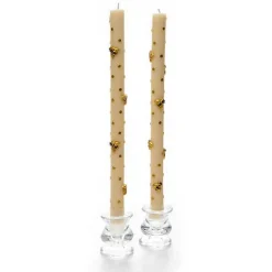 Bee Gold Dinner Candles, Set of 2