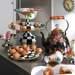 Black Flower Market 3 Quart Tea Kettle