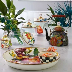 Black Flower Market 2 Quart Tea Kettle