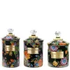 Black Flower Market Canisters, Set of 3