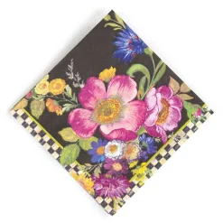 Black Flower Market Cocktail Paper Napkins