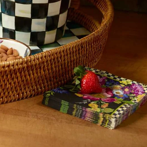 Black Flower Market Cocktail Paper Napkins