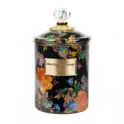 Black Flower Market Medium Canister