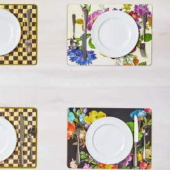 Black Flower Market Placemats, Set of 4