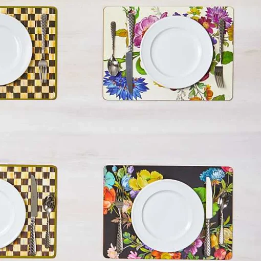 Black Flower Market Placemats, Set of 4