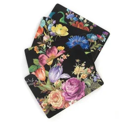 Black Flower Market Placemats, Set of 4