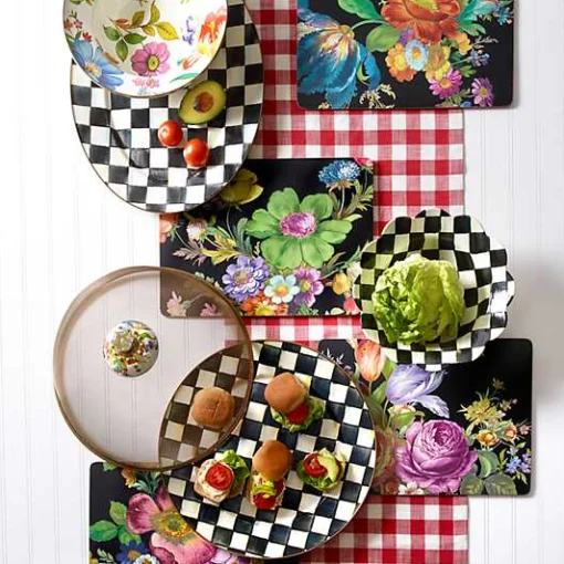 Black Flower Market Placemats, Set of 4