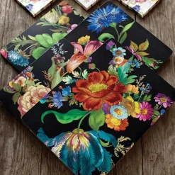 Black Flower Market Placemats, Set of 4