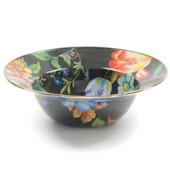 Black Flower Market Serving Bowl