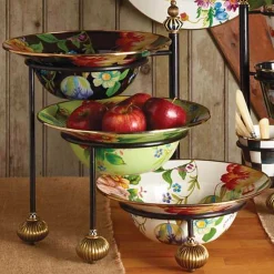 Black Flower Market Serving Bowl