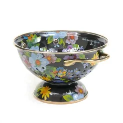 Black Flower Market Small Colander