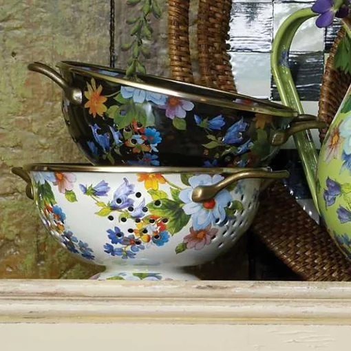 Black Flower Market Small Colander