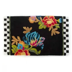 Black Flower Market Standard Bath Rug