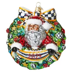 2024 Black Santa Glass Wreath Ornament