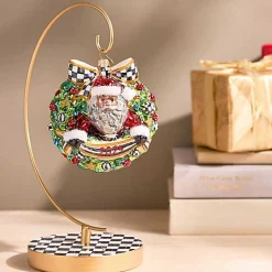 2024 Black Santa Glass Wreath Ornament