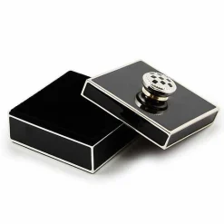 Black Silver Plated Trinket Box with Check Knob