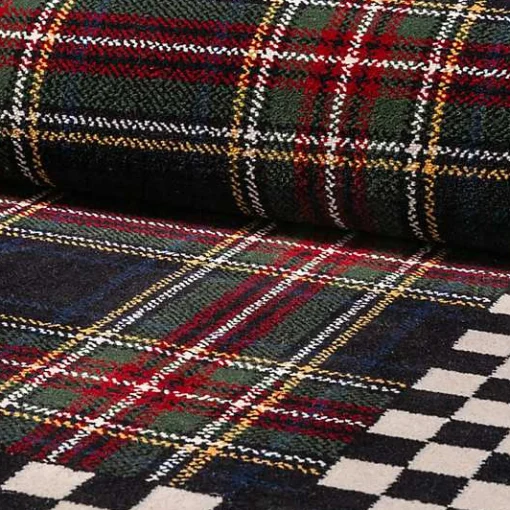 Black Stewart Tartan Rug - 2'3 x 3'9