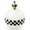 Black  White Crown Jumbo Glass Ball Ornament