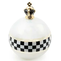 Black  White Crown Jumbo Glass Ball Ornament