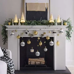 Black  White Crown Jumbo Glass Ball Ornament