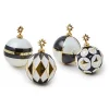 Black  White Star Glass Ball Ornaments, Set of 4