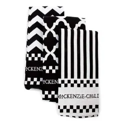 Black  White Zig Zag Dish Towels, Set of 3