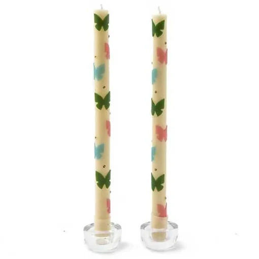 Butterfly Pastel Dinner Candles, Set of 2