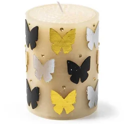 Butterfly Silver  Gold 4 Pillar Candle