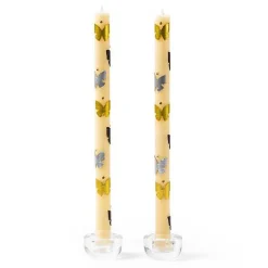 Butterfly Silver  Gold Dinner Candles, Set of 2