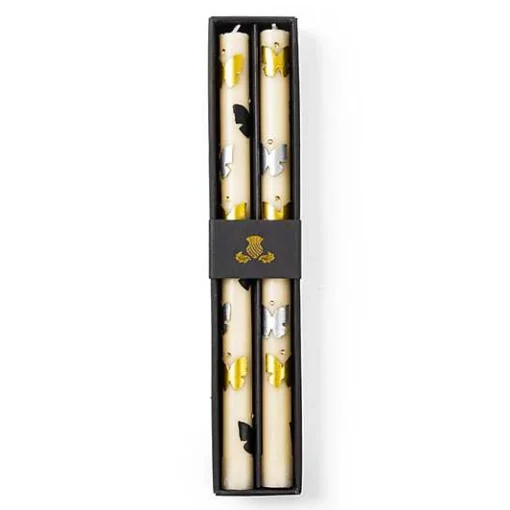Butterfly Silver  Gold Dinner Candles, Set of 2