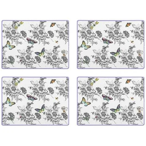 Butterfly Toile Cork Back Placemats, Set of 4