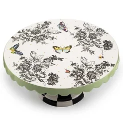 Butterfly Toile Large Pedestal Platter