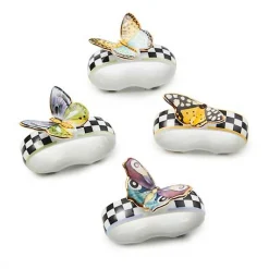 Butterfly Toile Napkin Rings, Set of 4