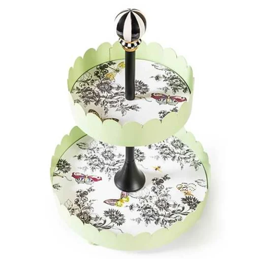Butterfly Toile Two Tiered Stand
